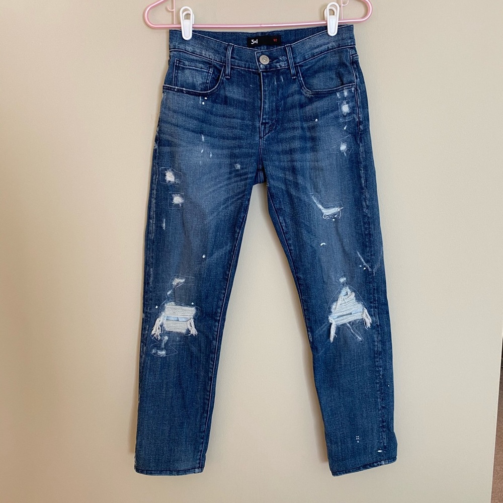 3x1 cropped distressed boyfriend jean- 2